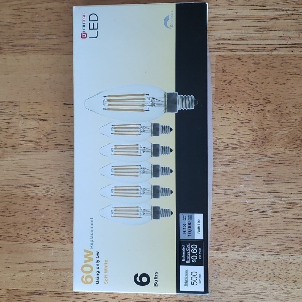 LED Lightbulbs Set of 6 Replacement Bulbs Candelabra Light Bulbs 60 watt